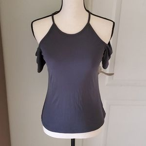 3/$15 KEY & LIME Charcoal Gray Cold-Shoulder Shirt